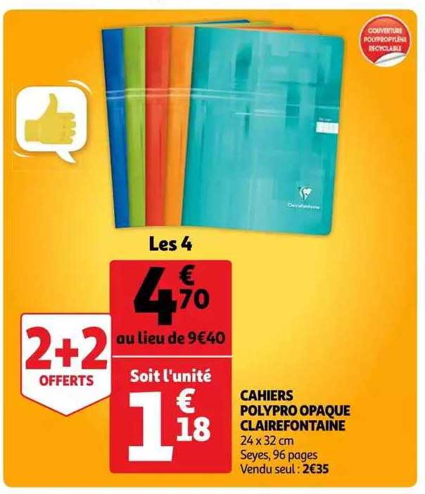 cahier polypro opaque clairefontaine