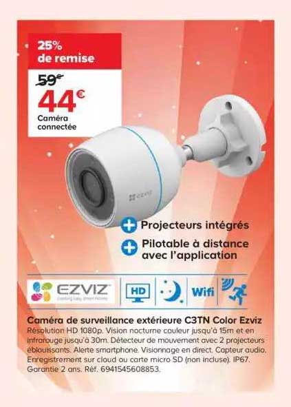 Camera De Surveillance Extérieure C3tn Color Ezviz