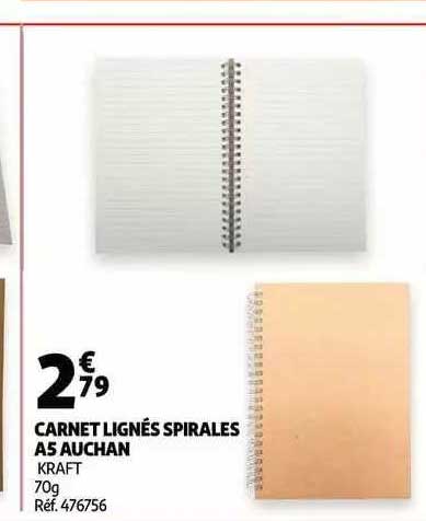 carnet lignés spirales a5 auchan