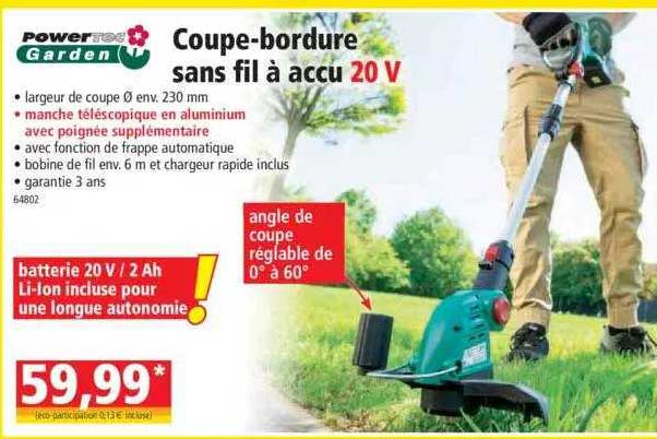 coupe-bordure sans fil à accu 20 v powertec garden