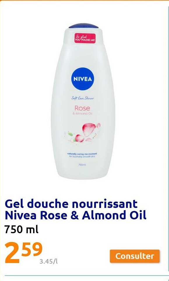 gel douche nourrissant nivea rose & almond oil