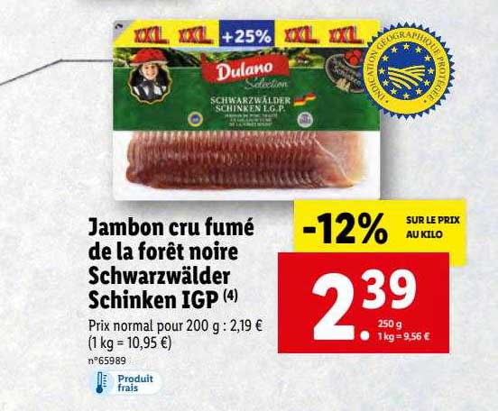 Jambon Cru Fumé De La Forêt Noir Schwarzwälder Schinken Igp Dulano