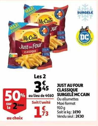 just au four classique surgelé mc cain