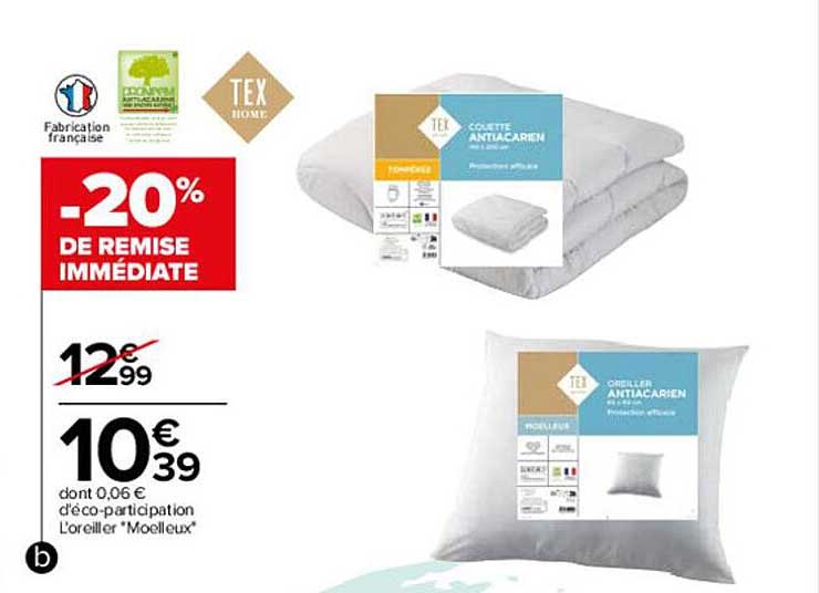 l'oreiller "moelleux" tex home