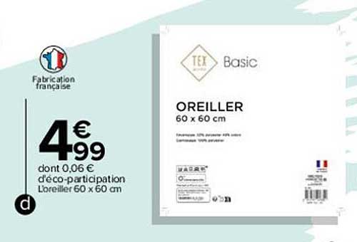 l'oreiller 60 x 60 cm tex home basic