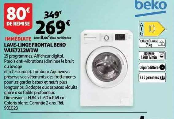 lave-linge frontal beko wue7212w1w