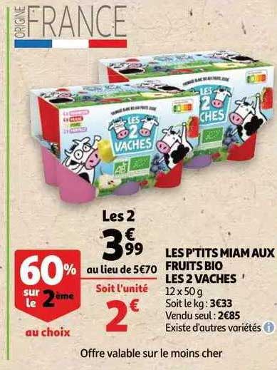 les p'tits miam aux fruits bio les 2 vaches