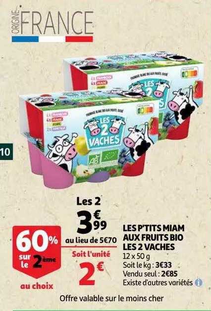 les p'tits miam aux fruits bio les 2 vaches