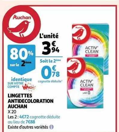 lingettes antidécoloration auchan