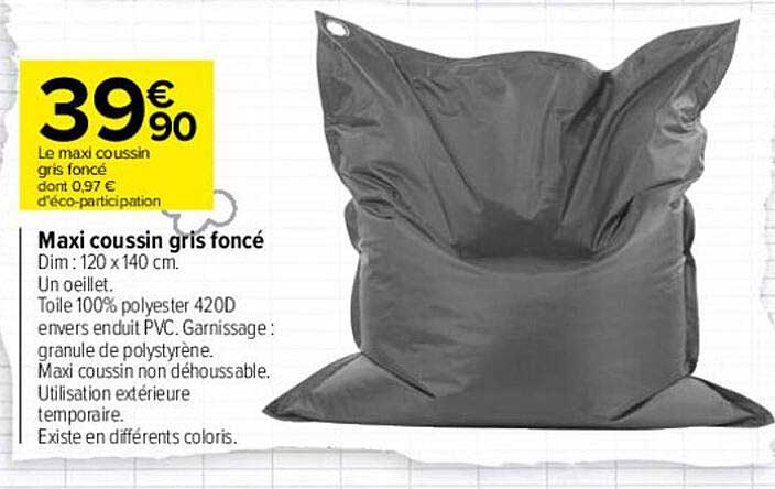 Maxi Coussin Gris Foncé