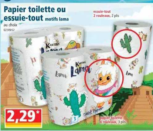 papier toilette ou essuie-tout moifs lama