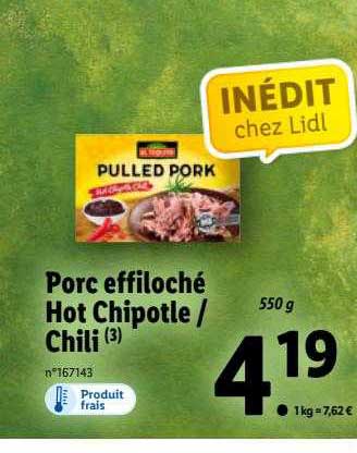 porc effiloché hot chipotle ou chili