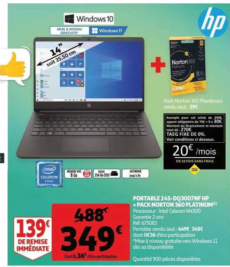 portable 14s-dq3007nf hp + pack norton 360 platinum