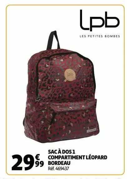 sac à dos 1 compartiment léopard bordeau