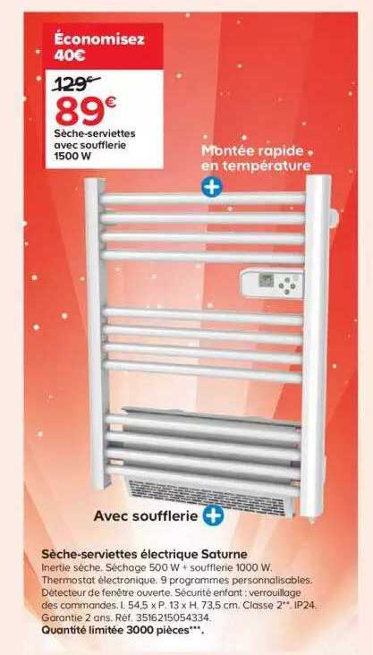 sèche-serviette avec soufflerie 1500w