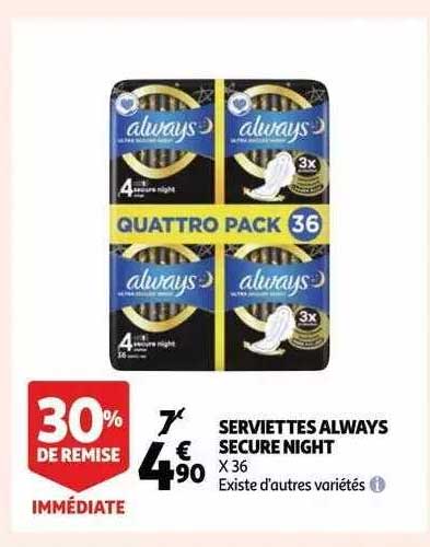 serviettes always secure night