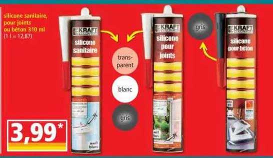 silicone sanitaire, pour joints ou béton 310 ml kraft werkzeuge