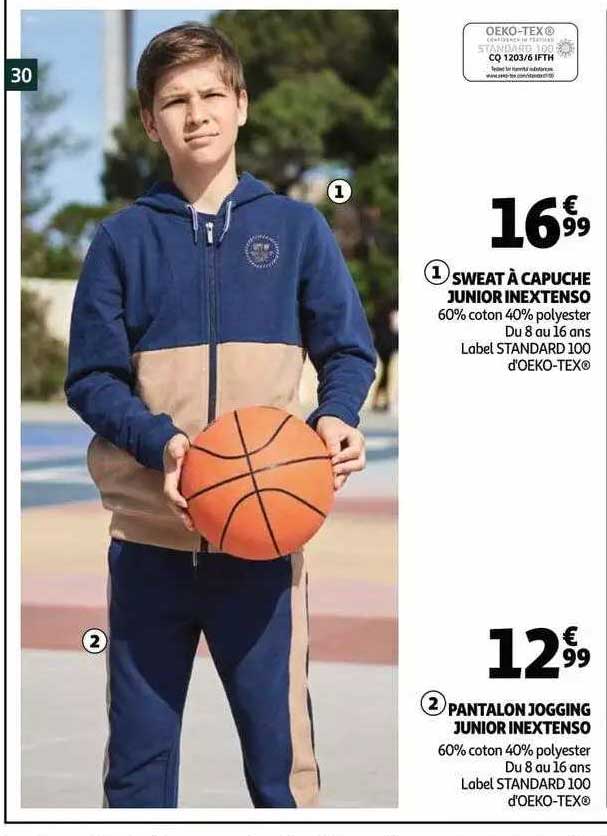 Sweat à Capuche Junior Inextenso, Pantalon Jogging Junior Inextenso