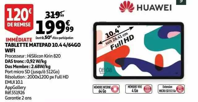 tablette matepad 10.44-64go wifi huawei