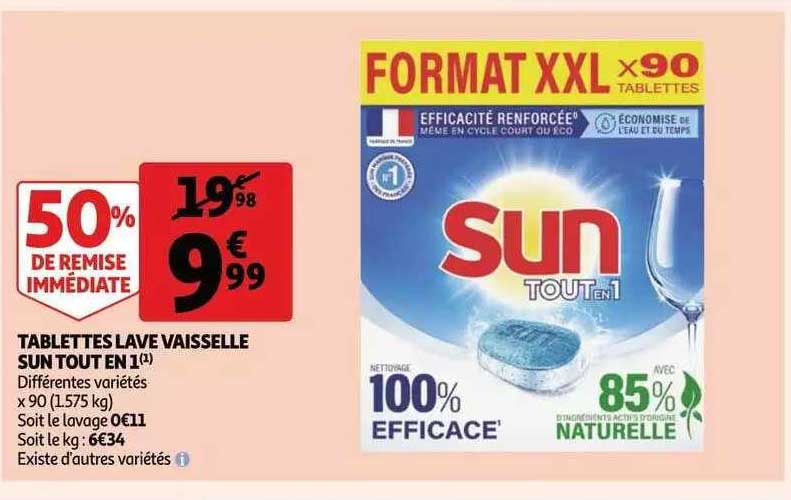 tablettes lave vaisselle sun tout en 1