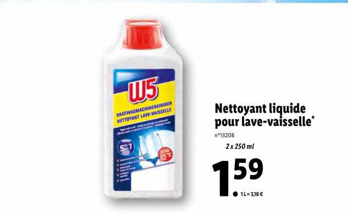 W5 Nettoyant Liquide Pour Lave-vaisselle