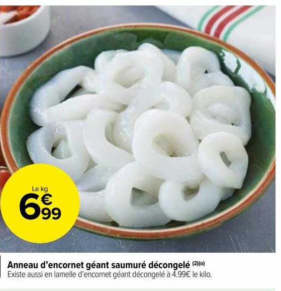 anneau d'encornet géant saumuré décongelé