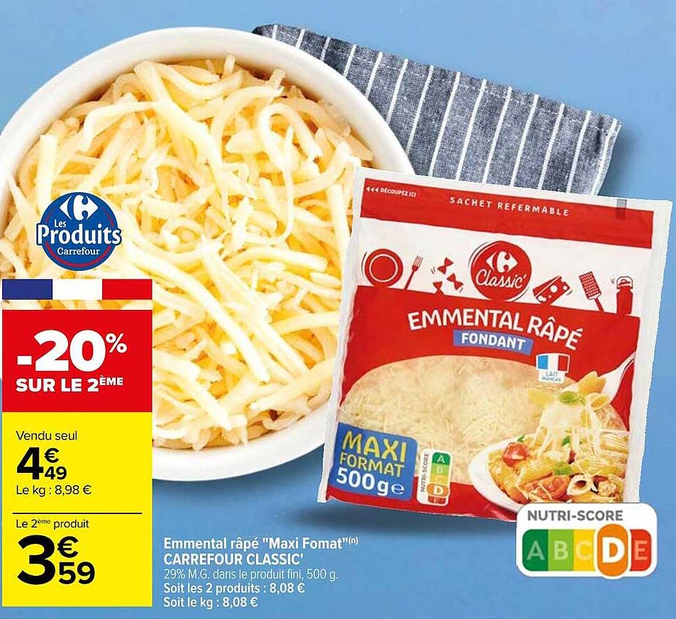 emmental râpé "maxi format" carrefour classic'