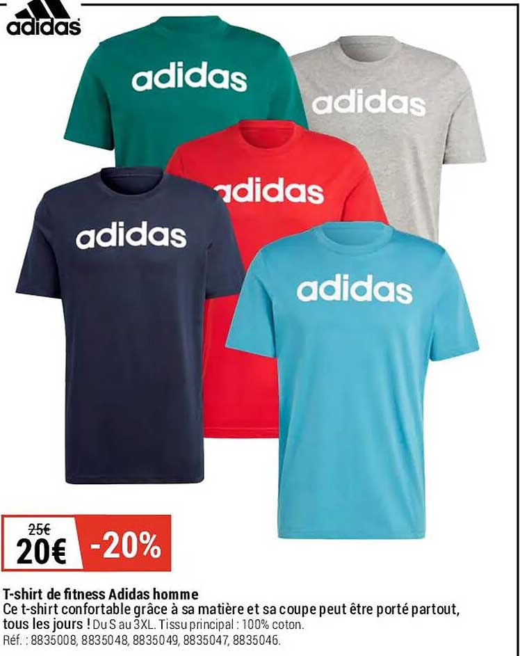 t-shirt de fitness adidas homme
