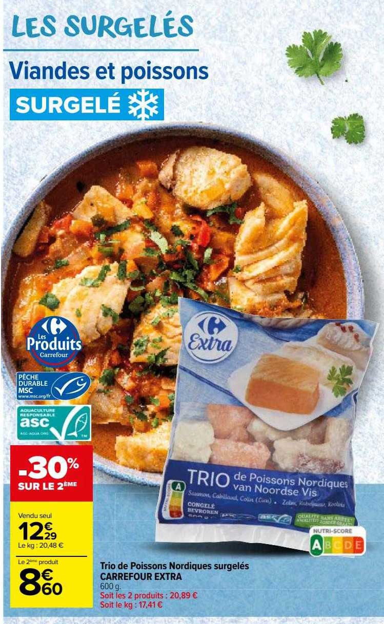 Trio De Poissons Nordiques Surgelés Carrefour Extra