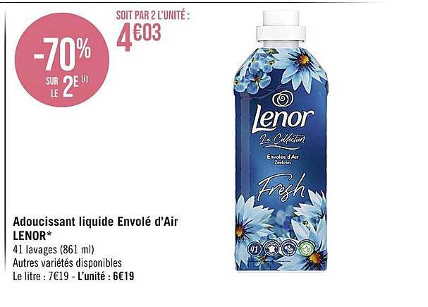 adoucissant liquide envolé d'air lenor