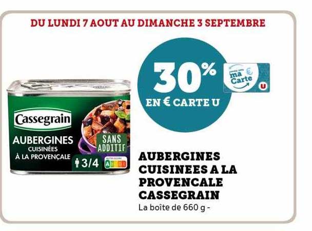 Aubergines Cuisinées à La Provençale Cassegrain