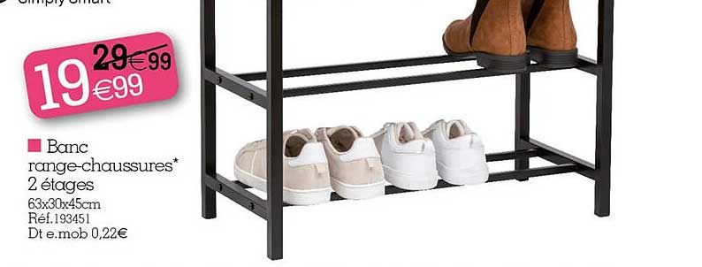 banc range-chaussures 2 étages