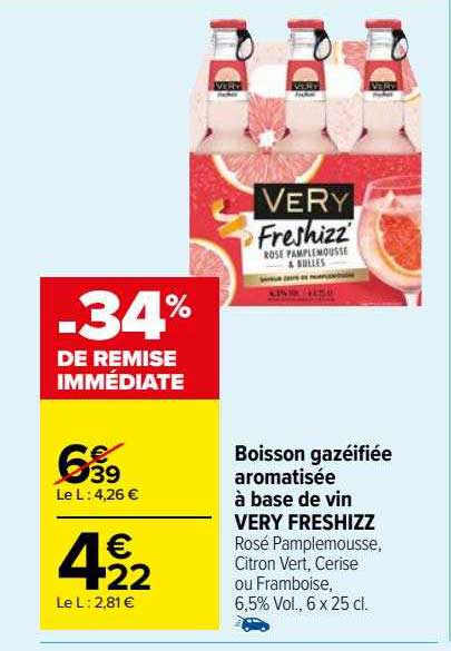 Boisson Gazéifiée Aromatisée à Base De Vin Very Freshizz