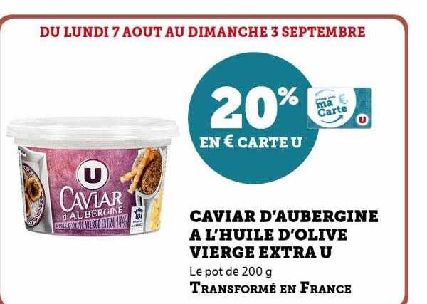 caviar d'aubergine à l'huile d'olive vierge extra u