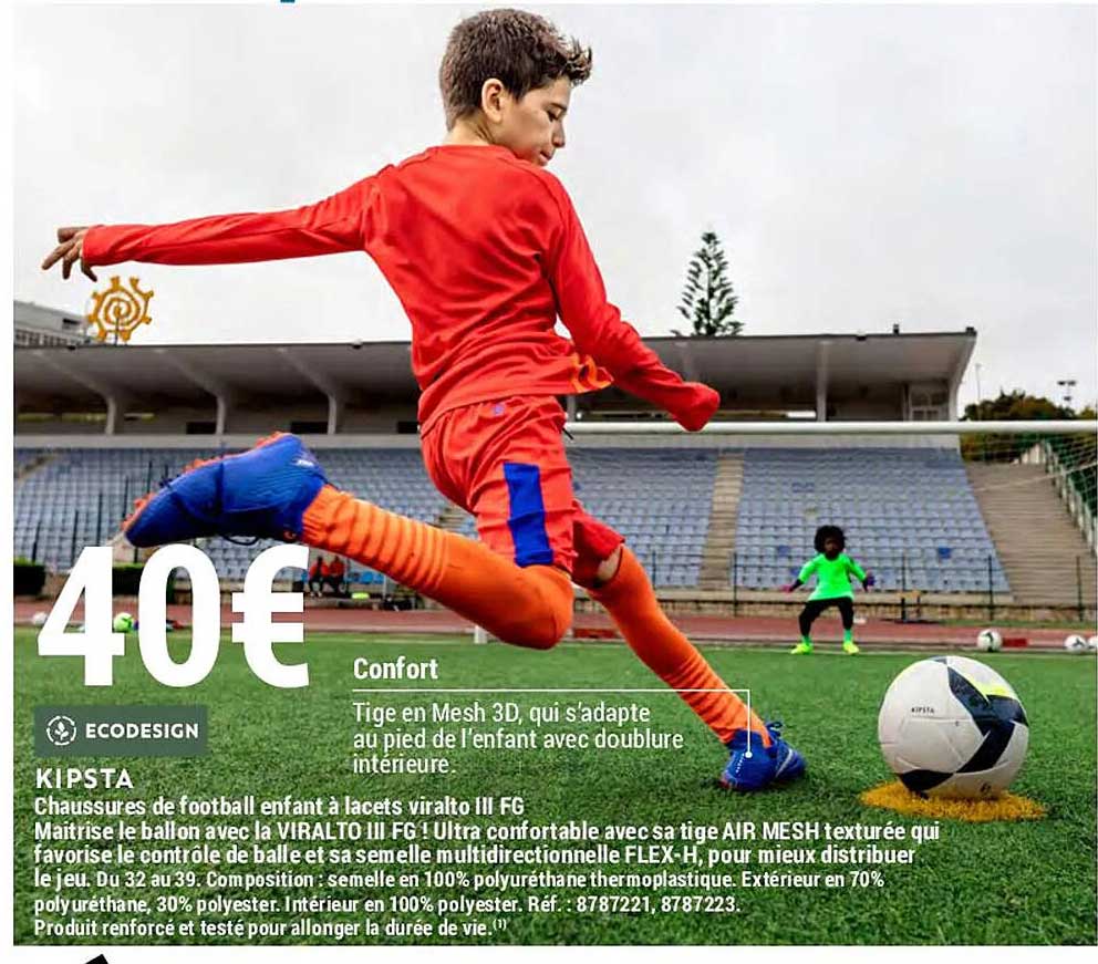 chaussures de football enfant à lacets viralto III fg kipsta