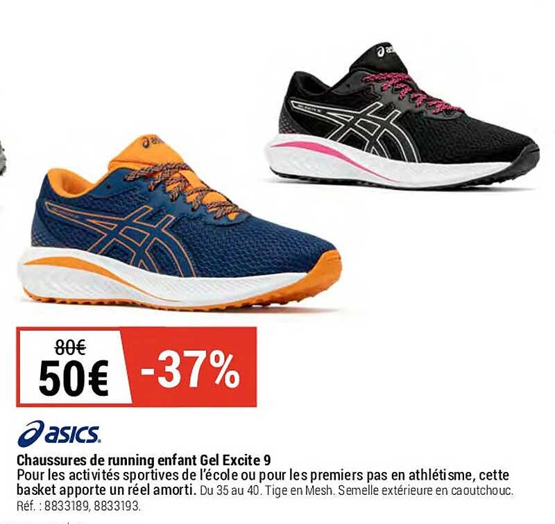 chaussures de running enfant gel excite 9 asics