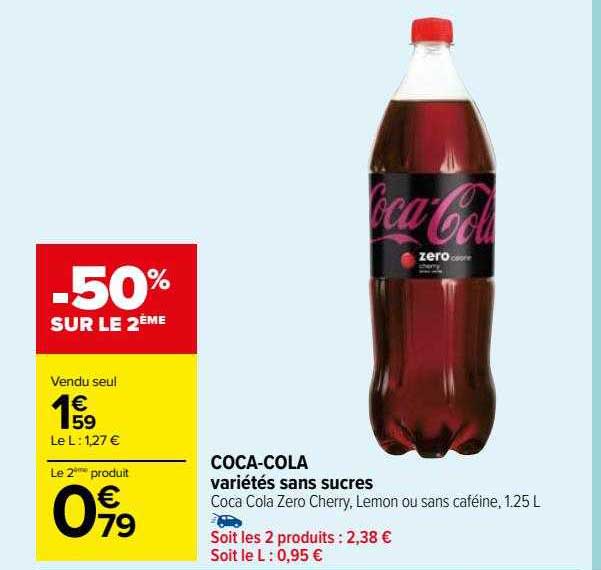 coca-cola variétés sans sucres
