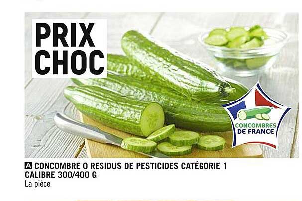 concombre 0 résidus de pesticides catégorie 1 calibre 300/400 g