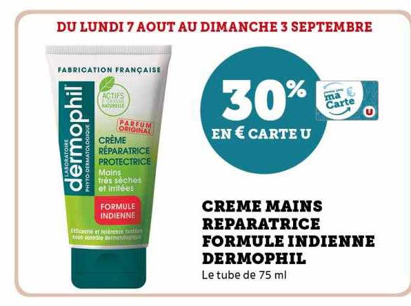 crème mains réparatrice formule indienne dermophil