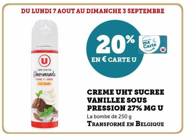crème uht sucrée vanillée sous pression 27% mg u