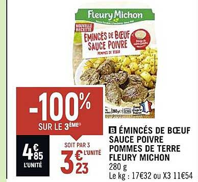émincés de bœuf sauce poivre pommes de terre fleury michon