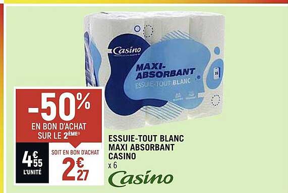 essuie-tout blanc maxi absorbant casino
