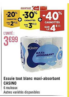 Essuie Tout Blanc Maxi-absorbant Casino