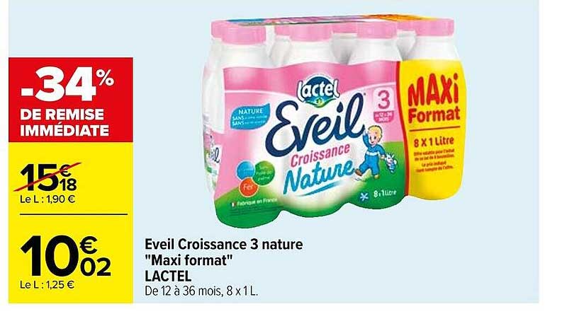 éveil croissance 3 nature "maxi format" lactel