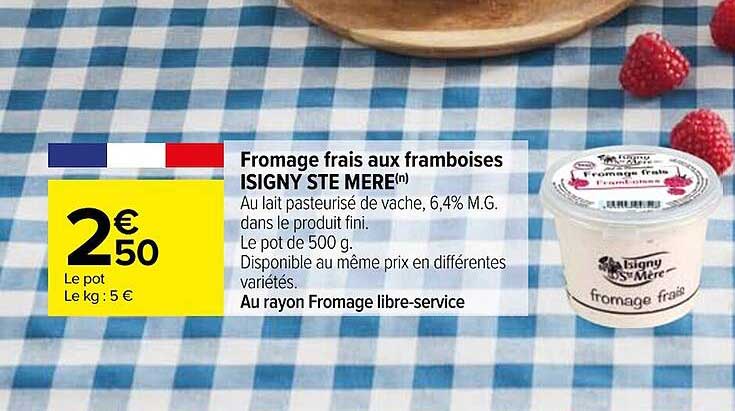fromage frais aux framboises isigny ste mère