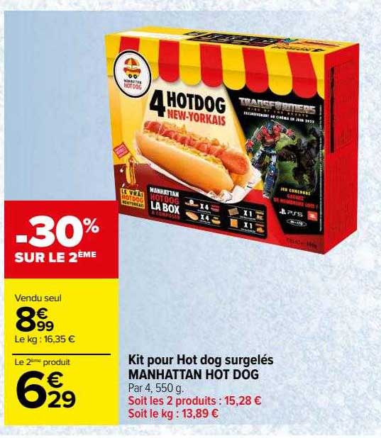 Kit Pour Hot Dog Surgelés Manhattan Hot Dog