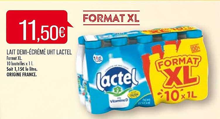 lait demi-écrémé uht lactel
