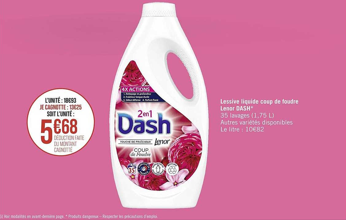 lessive liquide coup de foudre lenor dash