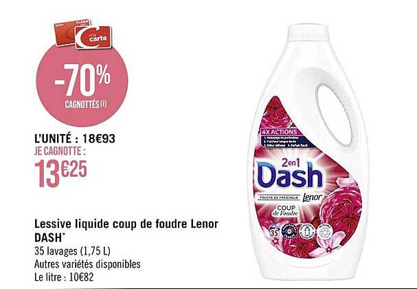 lessive liquide coup de foudre lenor dash