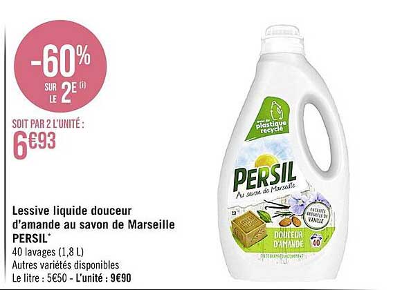 lessive liquide douceur d'amande au savon de marseille persil